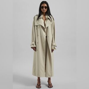 The Frankie Shop Veyron Belted Trench Coat in Cement